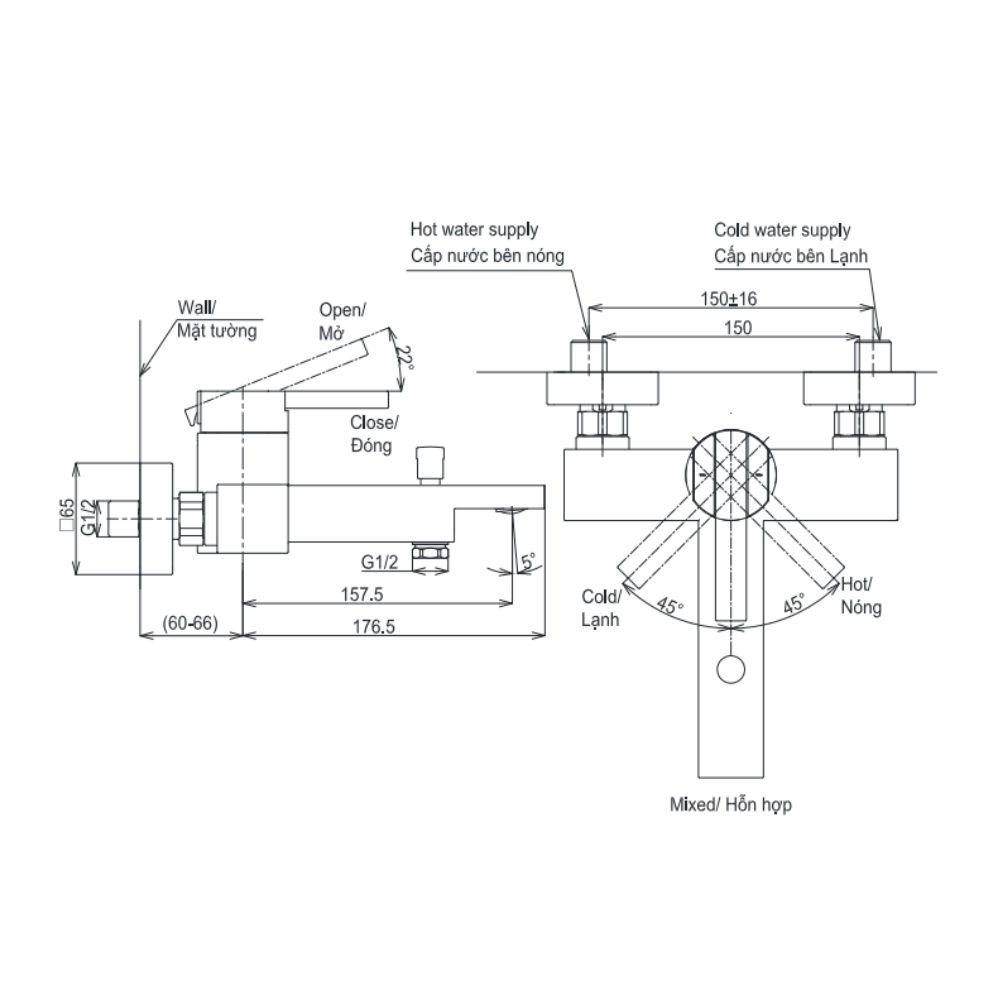 Củ sen tắm nóng lạnh TOTO TBG153B0A GK Series