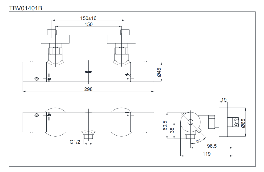 Củ sen tắm nhiệt độ TOTO TBV01401BA (TBV01401B)