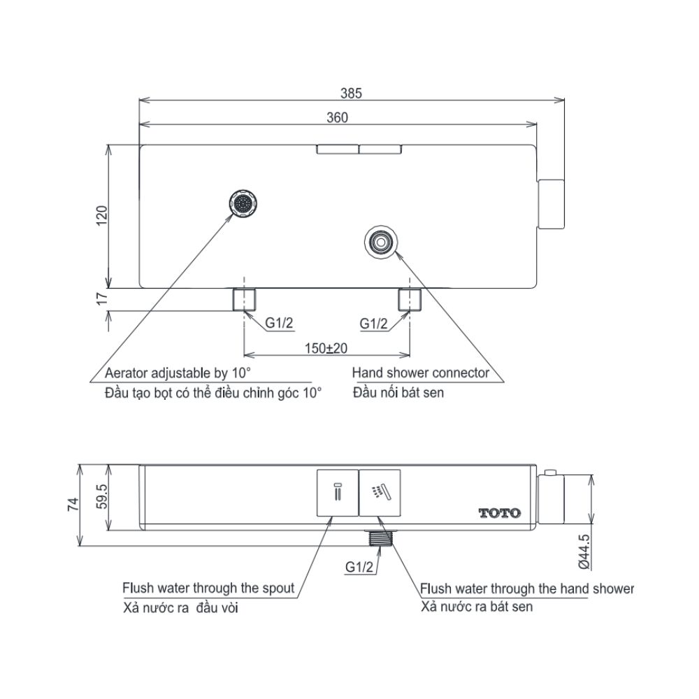 Bộ sen tắm nhiệt độ TOTO TBV10400V TBW02005V