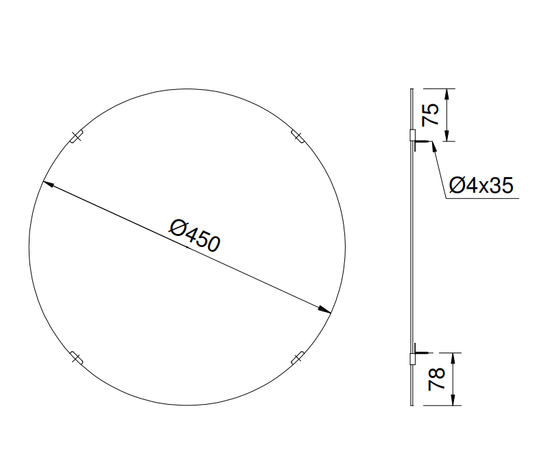 Gương phòng tắm TOTO YM4545FG tròn Ø45cm