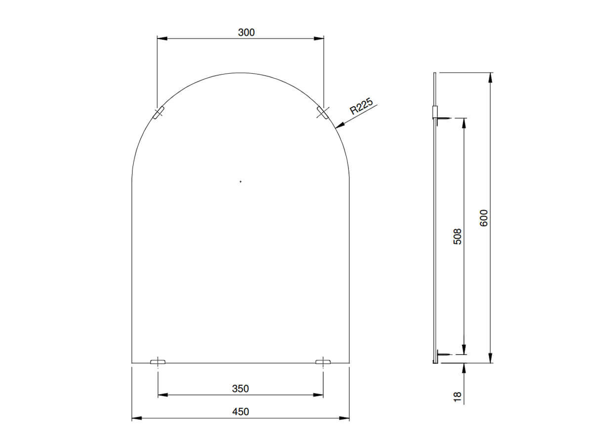Gương phòng tắm TOTO YM4560FA hình vòm 45x60cm