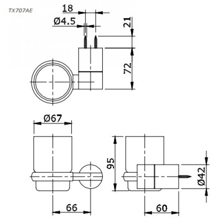 Bản vẽ kỹ thuật lô bàn chải TOTO Ego TX707AE