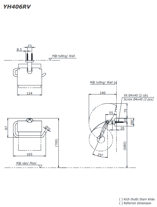 Lô giấy vệ sinh TOTO YH406RV