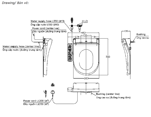 Bản vẽ kỹ thuật S2 TOTO TCF33320GAA
