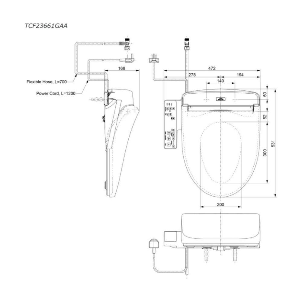 Nắp bồn cầu thông minh TOTO TCF23661GAA (W26) Washlet S1