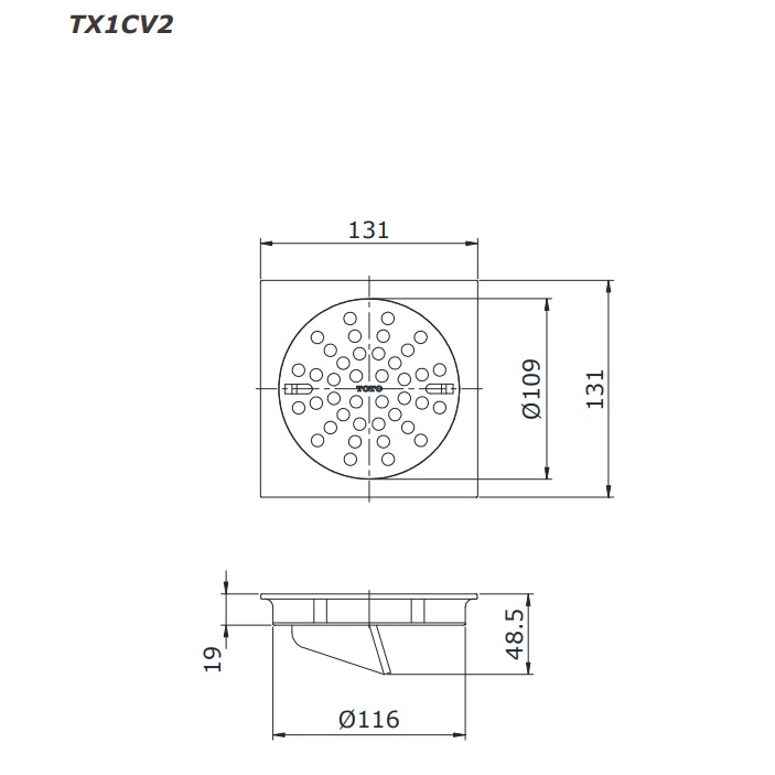 Ga thoát sàn TOTO TX1CV2 13x13cm ø116