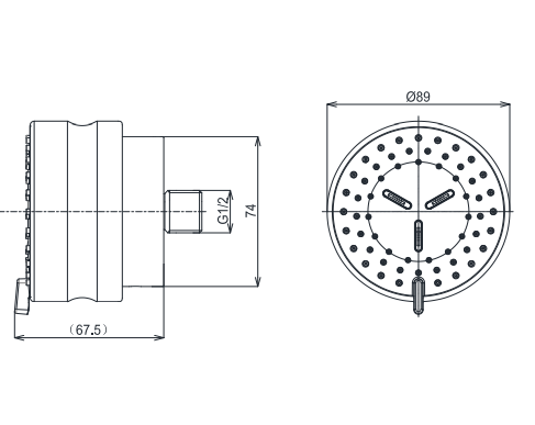 Đầu phun sen TOTO TBW07017A âm tường dòng L loại tròn 2 chế độ