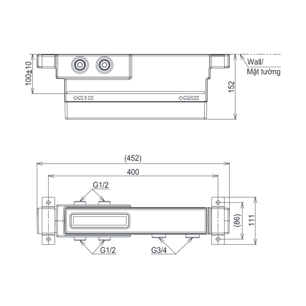 Phụ kiện âm tường TOTO TBN11BC0A (2 đường nước ra)
