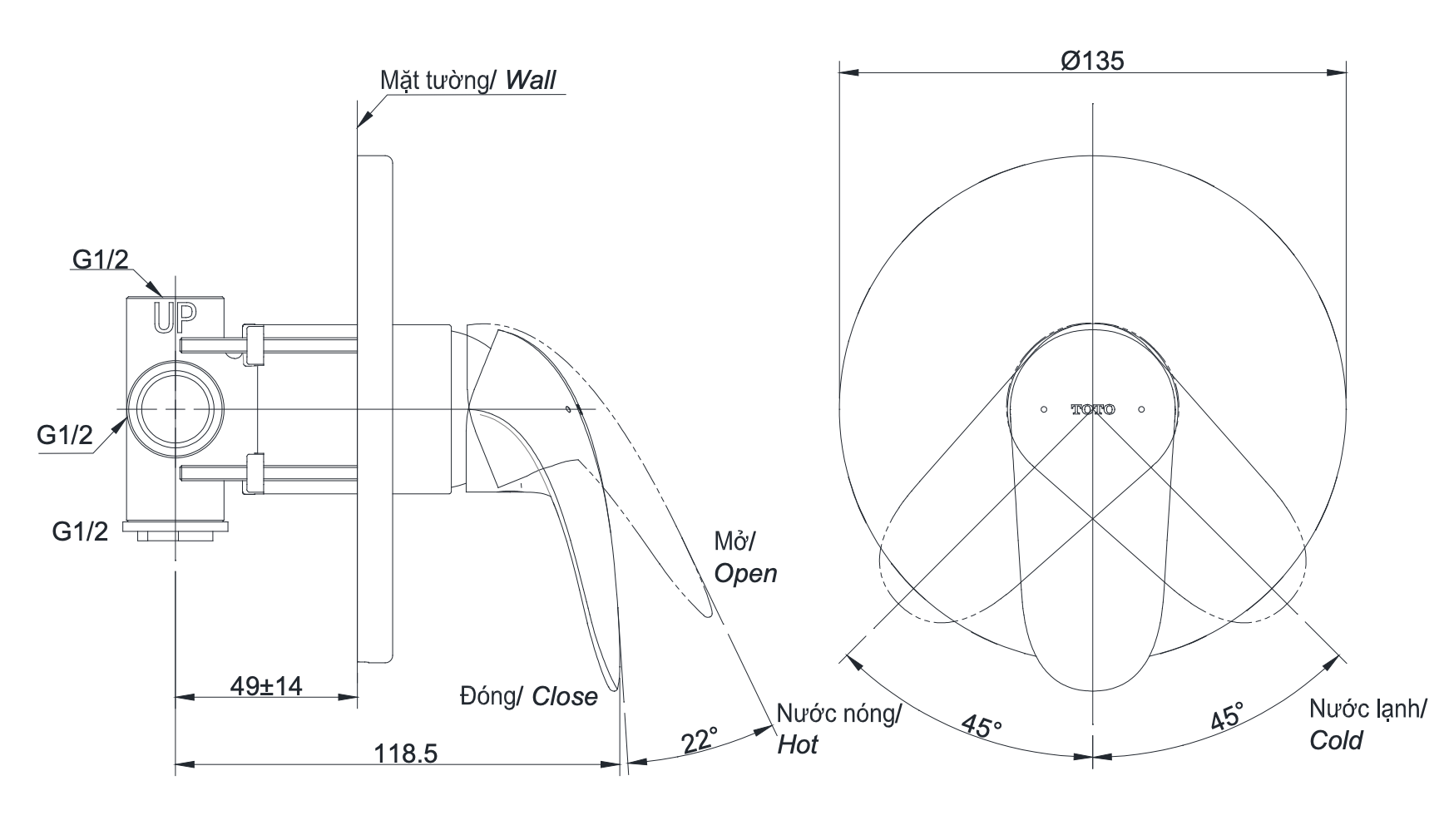 Van gật gù điều chỉnh nóng lạnh TOTO TBS03303B