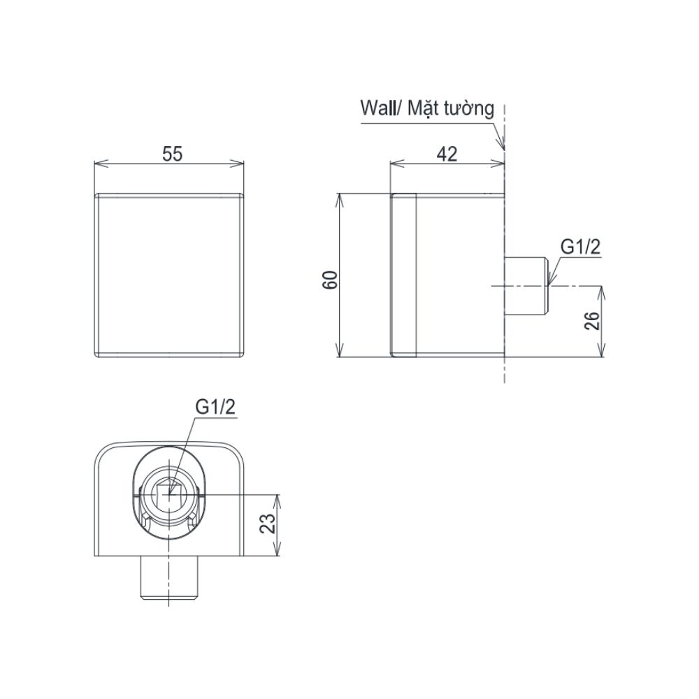 Cút nối tường TOTO TBW160N0A dòng G dáng chữ nhật