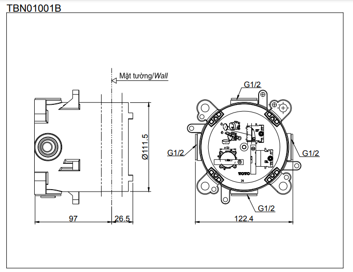 Phụ kiện âm tường TOTO TBN01001B