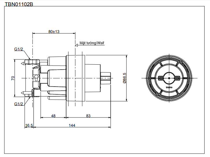 Phụ kiện âm tường TOTO TBN01102B