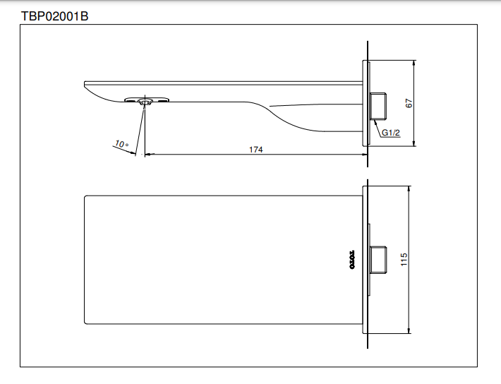 Vòi xả bồn âm tường ZL TOTO TBP02001B
