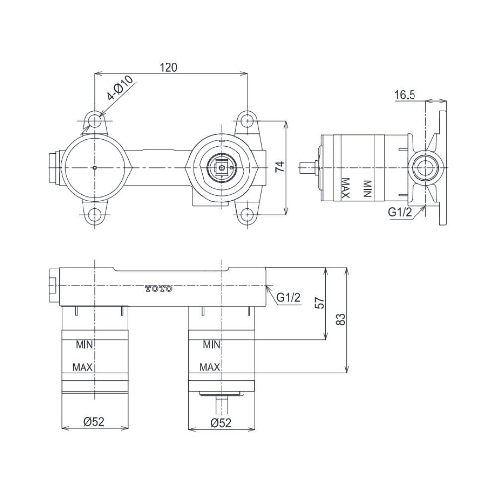 Bộ trộn nóng lạnh âm tường TOTO TLN103G0A