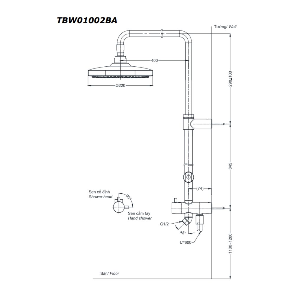 Bộ sen cây nóng lạnh TOTO TBW01002BA TBG01302VA TBW01010V