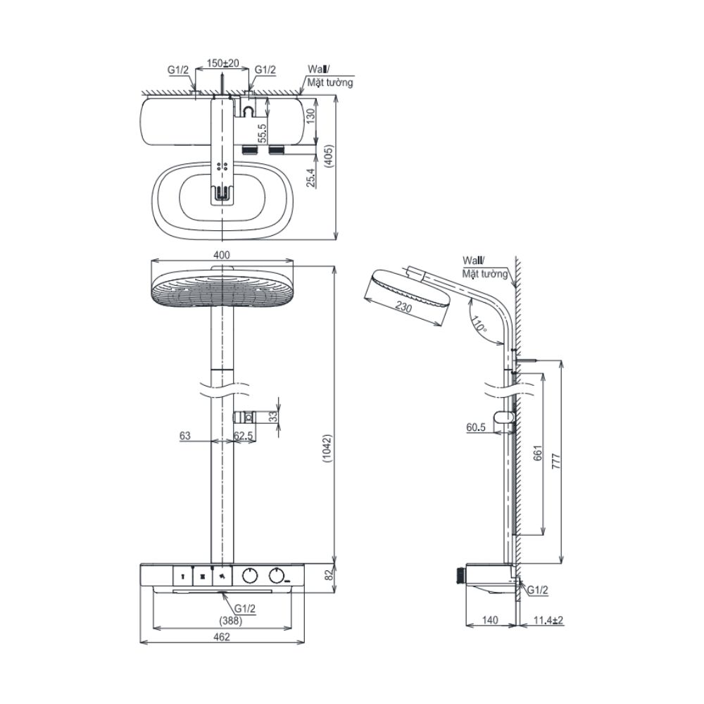 Sen cây nhiệt độ dòng G TOTO TBW14SD0A (kèm vòi xả bồn và kệ để đồ)