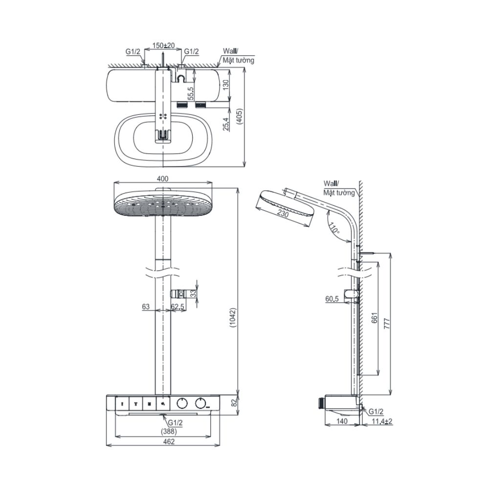 Sen cây nhiệt độ dòng G TOTO TBW14UD0A (kèm vòi xả bồn và kệ để đồ)