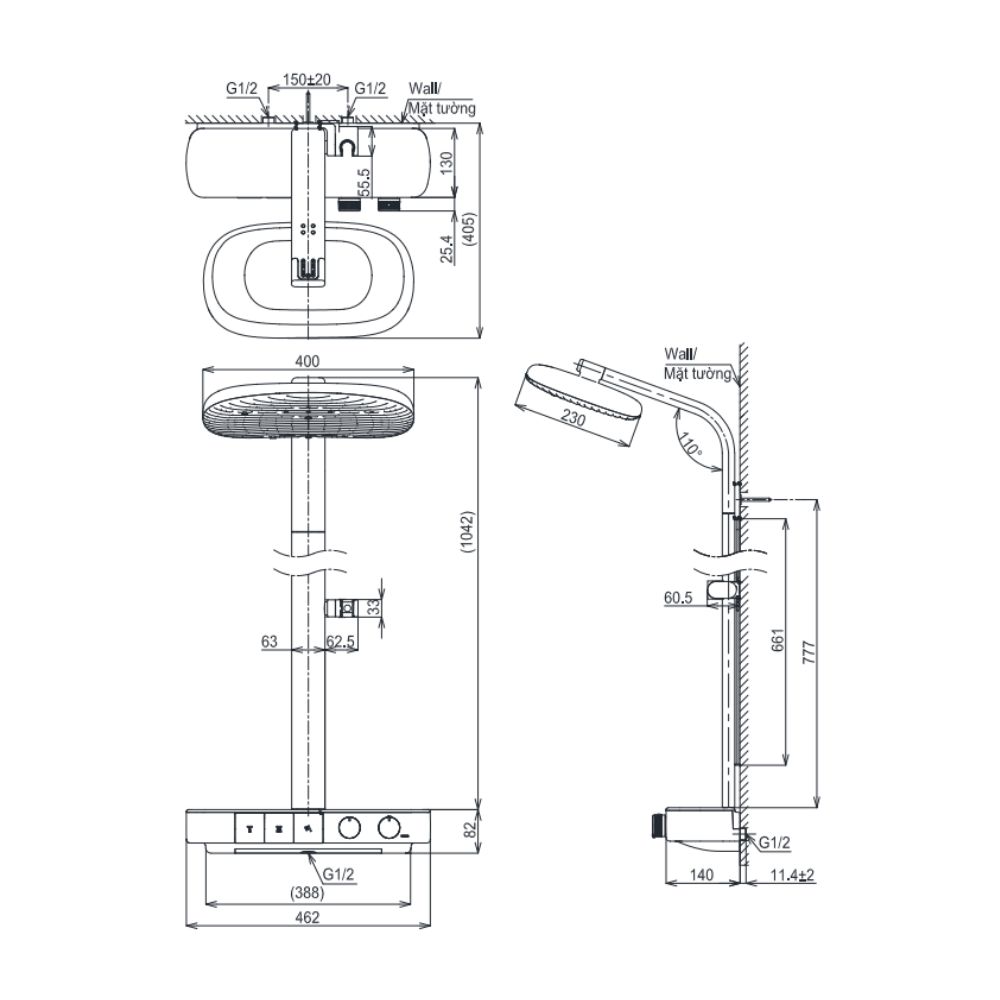 Sen cây nhiệt độ dòng G TOTO TBW14WC0A (kèm kệ để đồ)