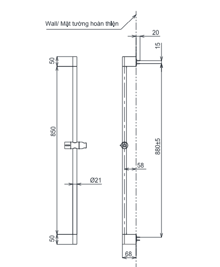 Thanh trượt sen tắm TOTO TBW07018A 950 mm
