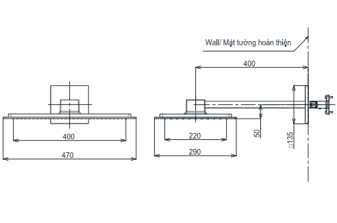 Bát sen tắm gắn tường TOTO TBW08004A (2 chế độ, Z Series)