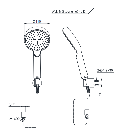 Bộ sen tắm nóng lạnh TOTO TBG03302VA TBW07008A