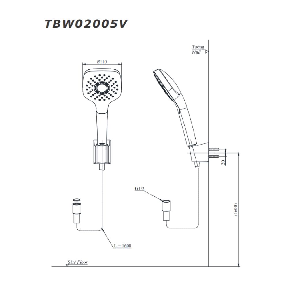 Bộ sen tắm nóng lạnh TOTO TBG08302VA TBW02005V