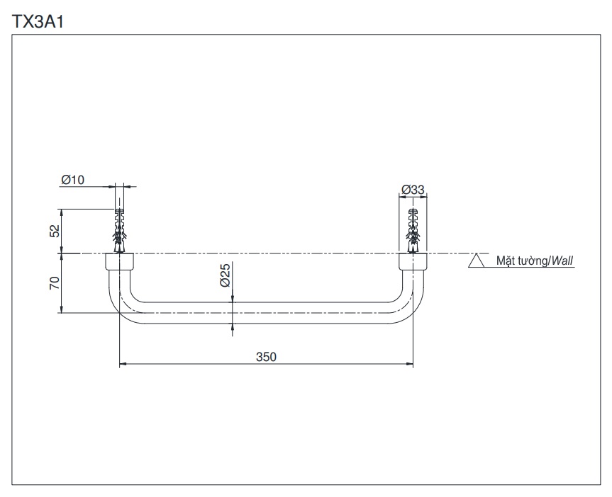 Thanh tay vịn TOTO TX3A1