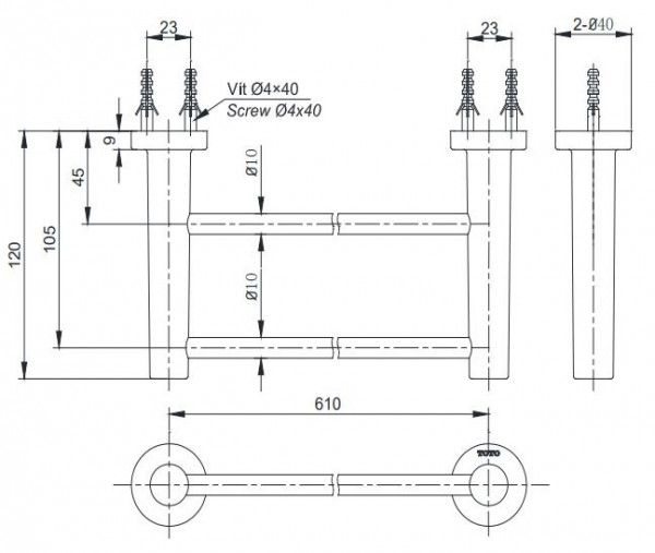 Thanh vắt khăn đôi TOTO YT406W6V