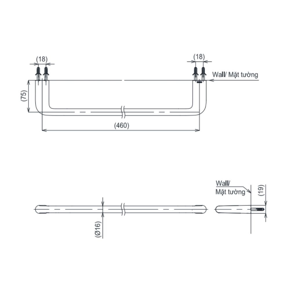 Thanh vắt khăn đơn TOTO YT411S4V