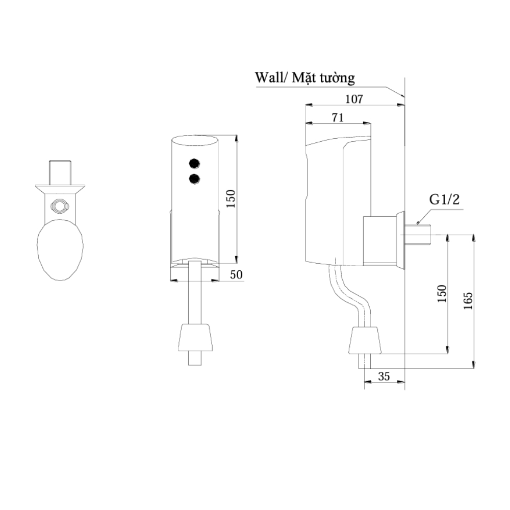 Van xả tiểu TOTO DUE110PSK cảm ứng dùng pin