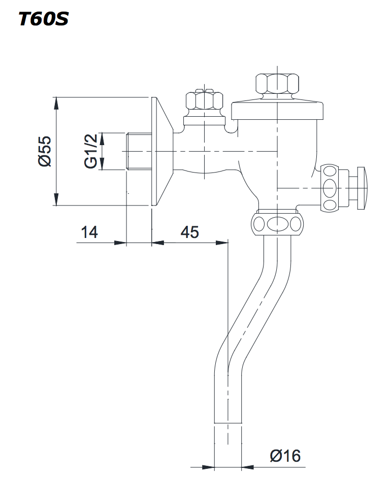 Van xả tiểu TOTO T60S loại nhấn