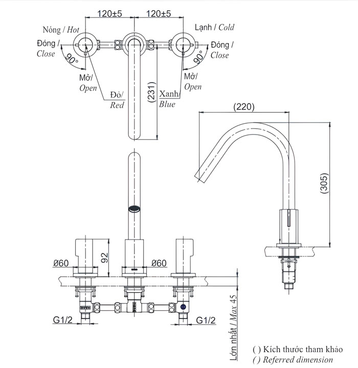 Vòi xả bồn tắm TOTO TBG11201B nóng lạnh