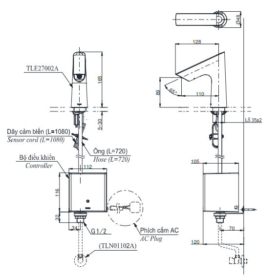 Vòi lavabo cảm ứng TOTO TLE27002A