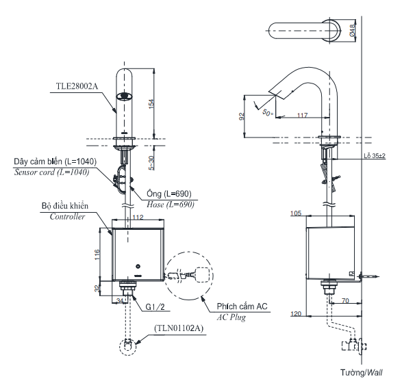 Vòi lavabo cảm ứng TOTO TLE28002A