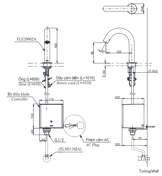 Vòi lavabo cảm ứng TOTO TLE29002A