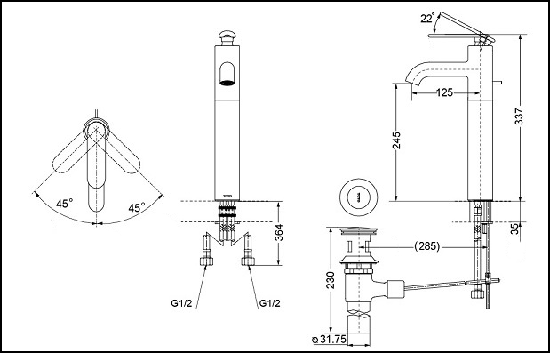 Vòi lavabo nóng lạnh Loots TOTO DL345A1R