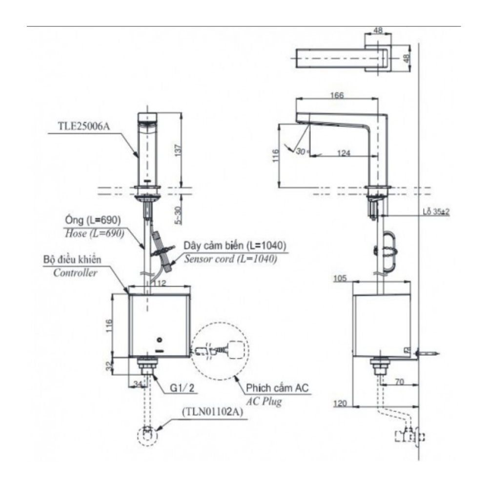 Vòi lavabo cảm ứng TOTO TLE25006V
