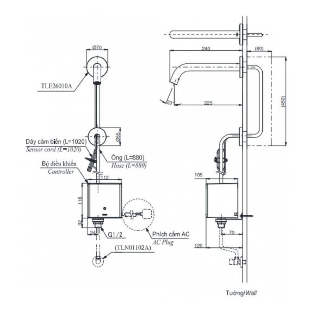 Vòi lavabo cảm ứng TOTO TLE26010V