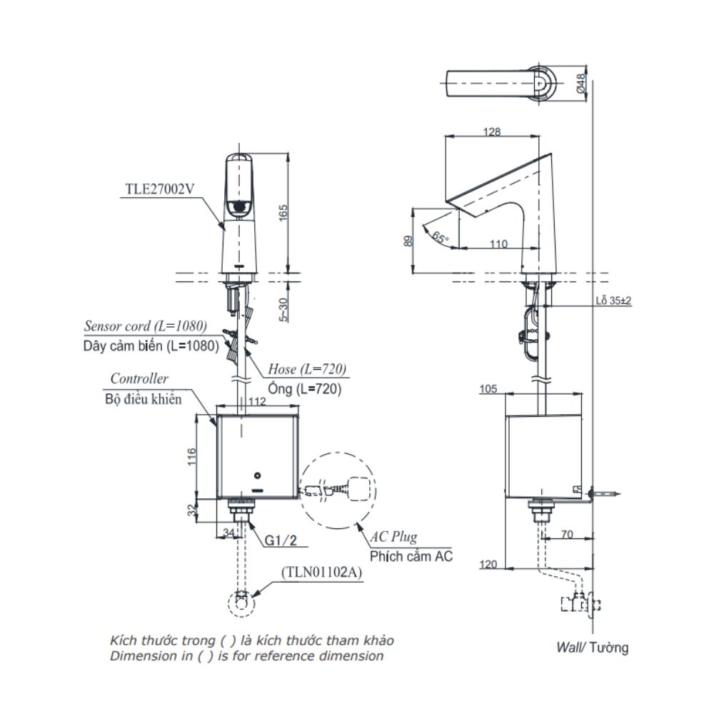 Vòi lavabo cảm ứng TOTO TLE27002V/TLE04502V/TLN01102A (nước lạnh - dùng pin)
