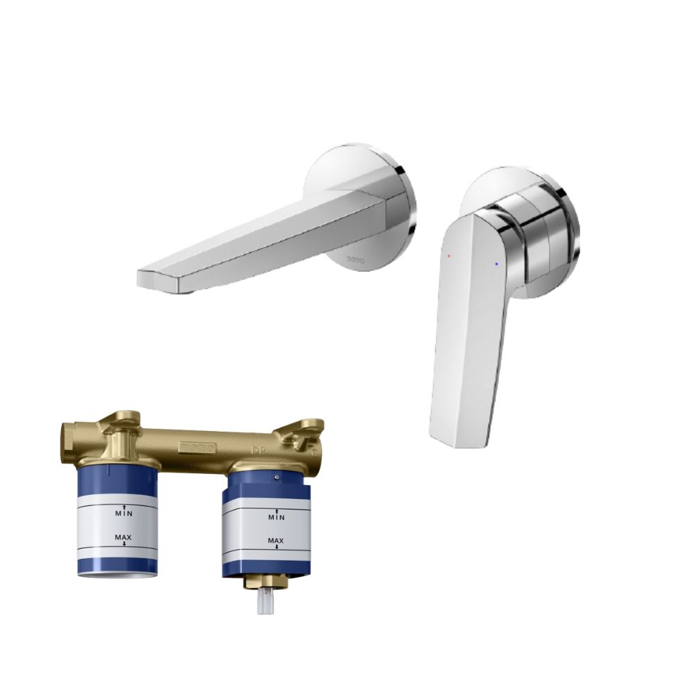Vòi lavabo TOTO TLG163G0A/TLN123G0A nóng lạnh gắn tường GN kèm van âm