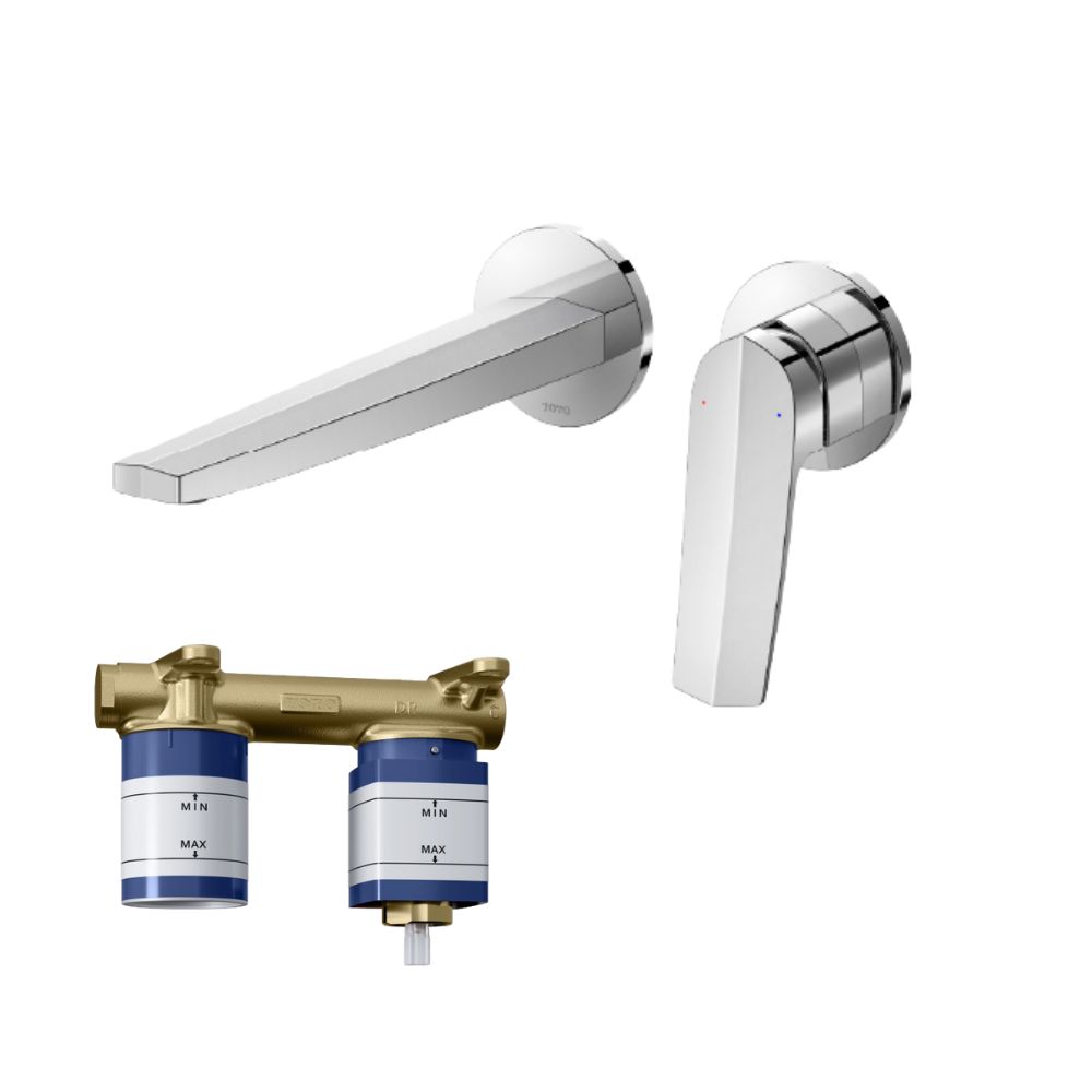 Vòi lavabo TOTO TLG163H0A/TLN123G0A nóng lạnh gắn tường GN kèm van âm