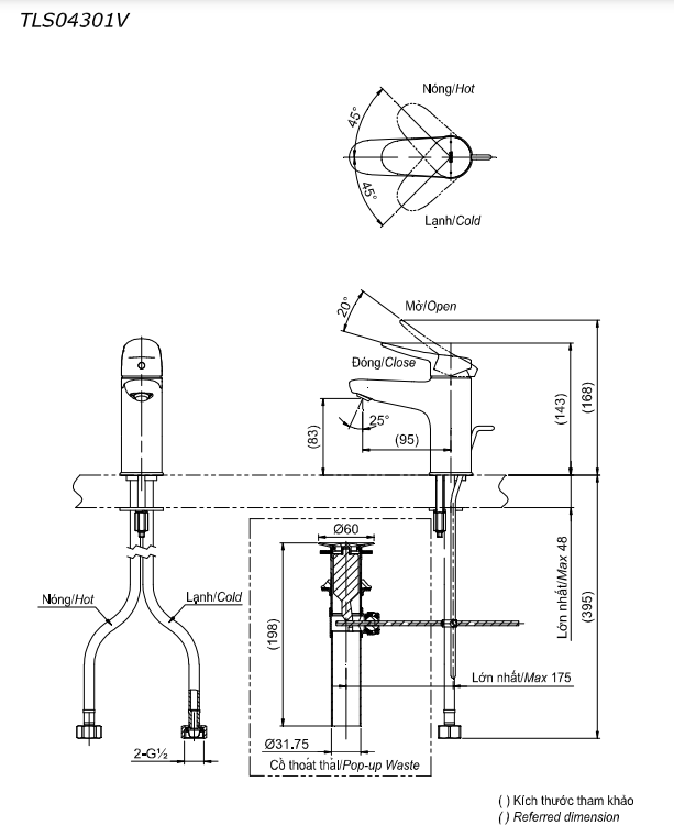 Vòi lavabo nóng lạnh LF TOTO TLS04301V
