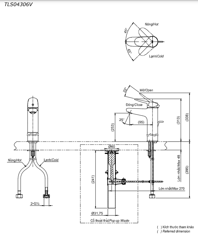 Vòi lavabo nóng lạnh LF TOTO TLS04306V