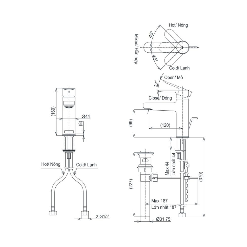 Vòi lavabo nóng lạnh TOTO TLS06301V