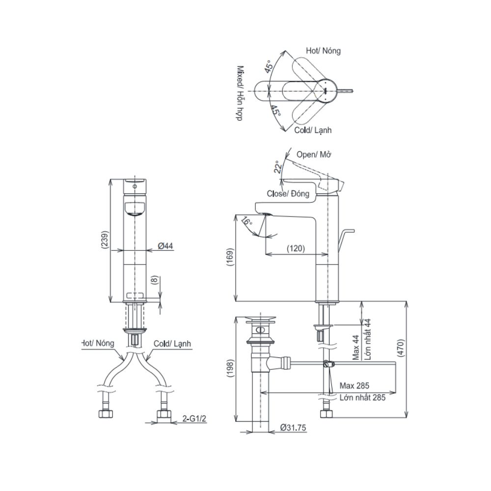 Vòi lavabo nóng lạnh TOTO TLS06303V
