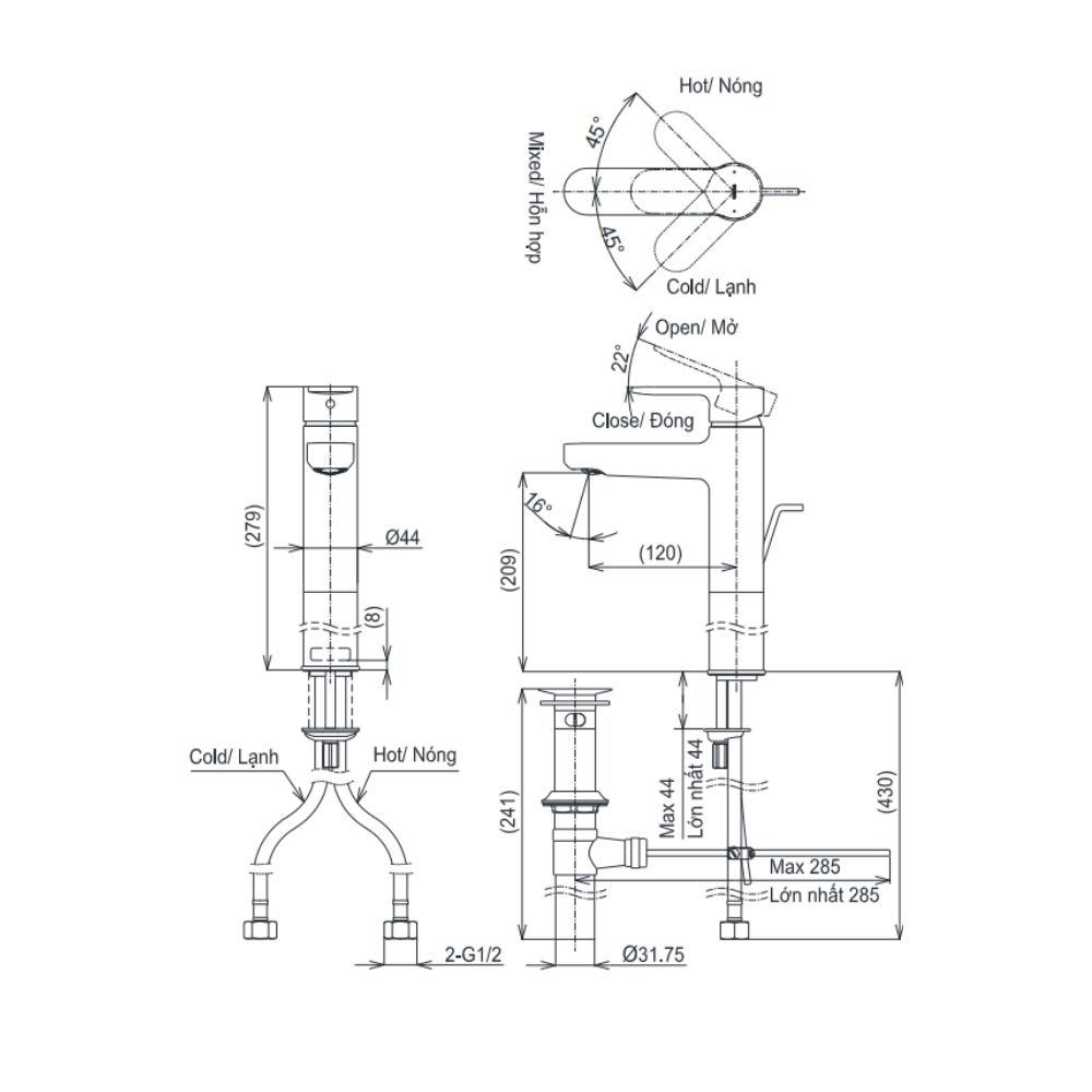 Vòi lavabo nóng lạnh TOTO TLS06305V