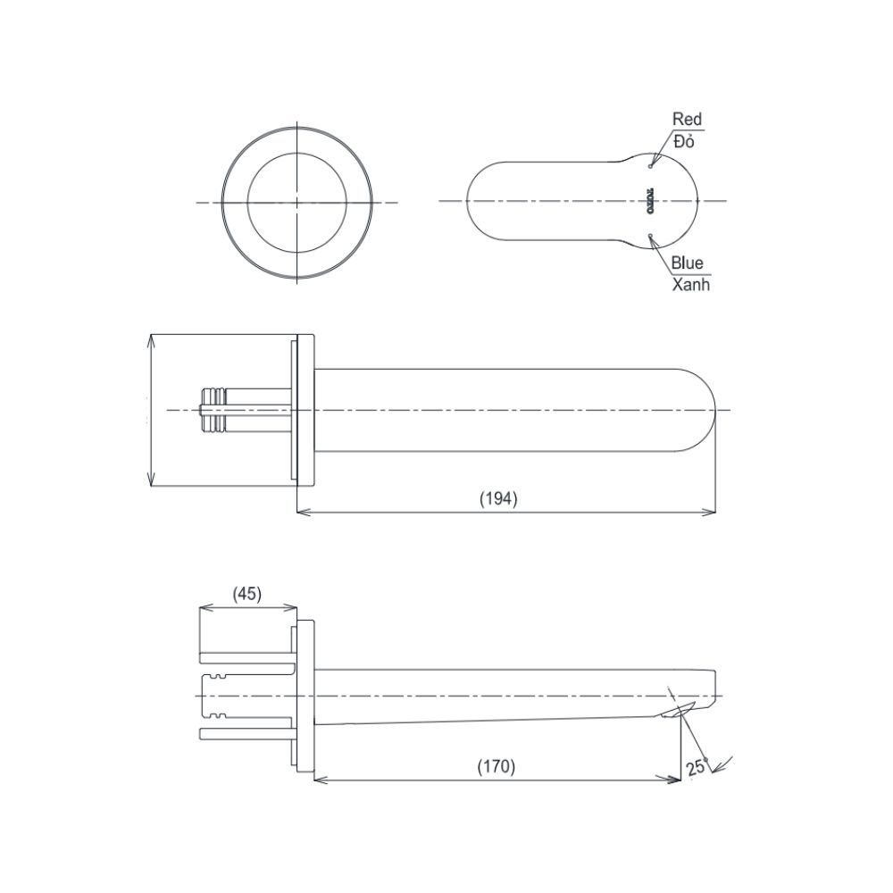 Vòi lavabo nóng lạnh gắn tường LH TOTO TLS06307A kèm van âm TLS01309B1