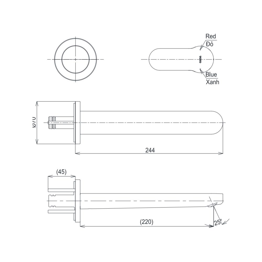 Vòi lavabo nóng lạnh gắn tường LH TOTO TLS06308A kèm van âm TLS01309B1