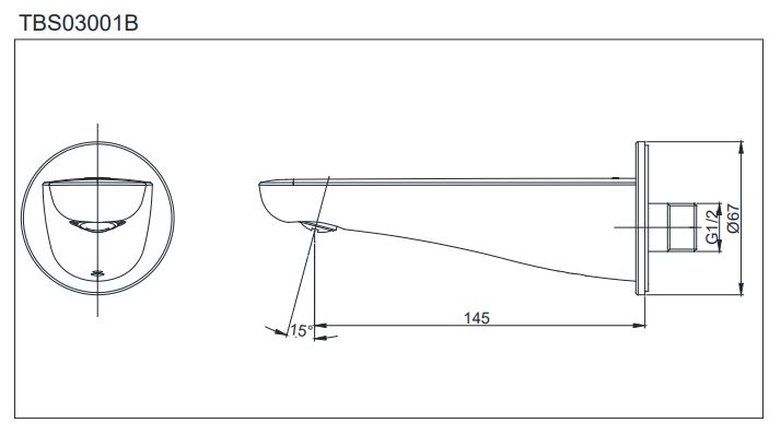 Vòi xả bồn âm tường LC TOTO TBS03001B
