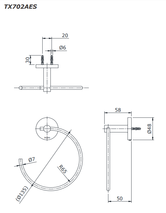 Vòng treo khăn TOTO TX702AES